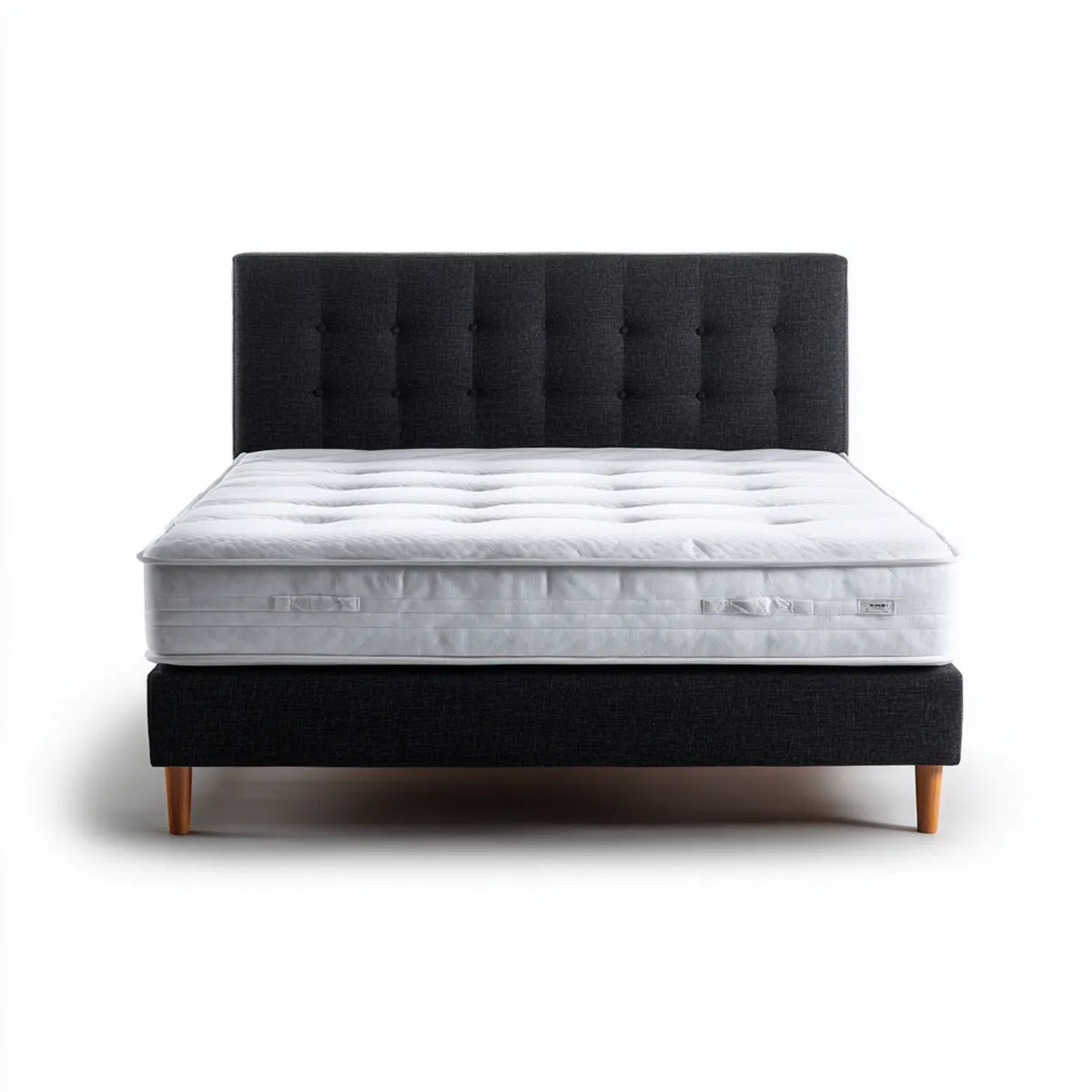 Łóżko dwuosobowe, Box Spring łóżko podwójne czarne 180 x 200 cm z kieszonkowym materacem sprężynowym i części głowy amortyzowane