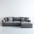 Sofa, Rożna sofa z krzesełkiem z prawej szarej, 280 x 170 x 85 cm w poliestrze L