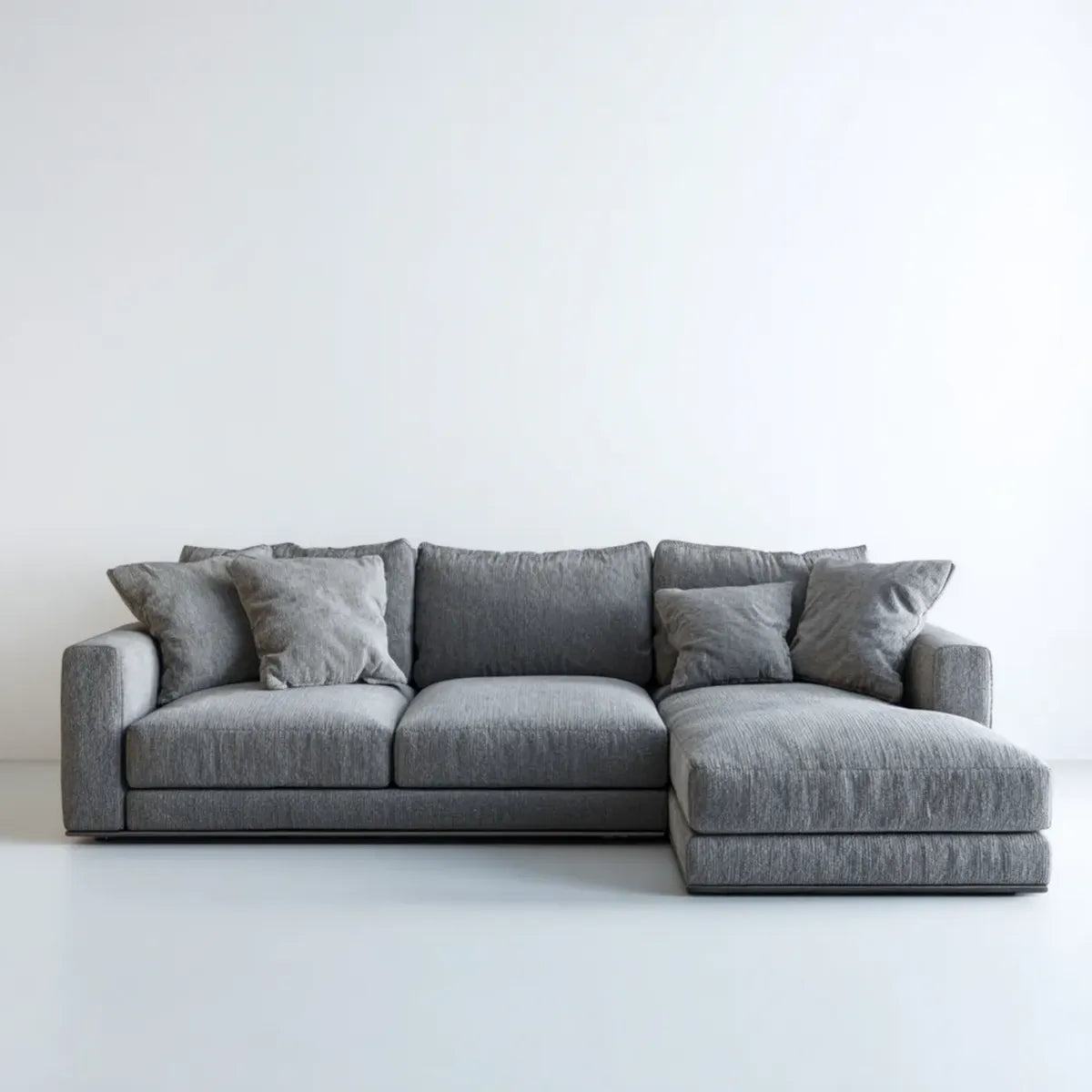Sofa, Rożna sofa z krzesełkiem z prawej szarej, 280 x 170 x 85 cm w poliestrze L