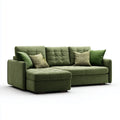 Sofa, Kanapa narożna z zielonym półwyspem z 3 miejscami w efekt aksamitu poliestrowego 240 x 155 x 85 cm