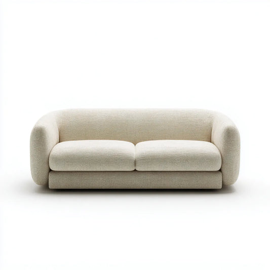 Sofa 2 beżowe fotele 180 x 92 x 76 cm w poliestrowym zaokrąglonym bookle