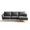 Sofa, Kanapa narożna 3 fotele z krzesełkiem z ciemnoszarym barwą 280 x 160 x 85 cm w kształcie poliestru L