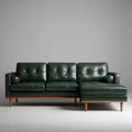 Sofa, Kanapa narożna 3 fotele z ciemnozielonym półwyspem ze skóry syntetycznej PU 270 x 160 x 85 cm