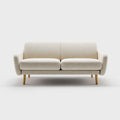 Sofa 2 beżowe fotele 150 x 85 x 82 cm z poliestrową powłoką i nogami w kształcie prostokątnym z litego drewna