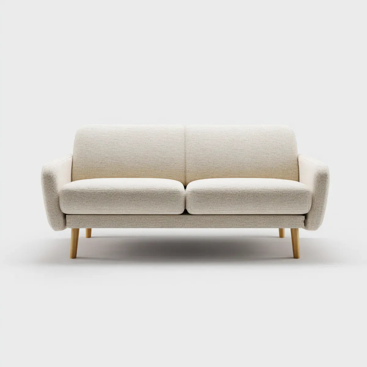Sofa 2 beżowe fotele 150 x 85 x 82 cm z poliestrową powłoką i nogami w kształcie prostokątnym z litego drewna