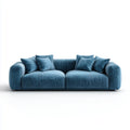 Sofa 2 niebieskie miejsca w aksamicie poliestrowym 220 x 100 x 78 cm z kwadratowymi poduszkami