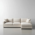 Sofa, Kanapa narożna 3 fotele z szewcem w kremie o wymiarach 280 x 160 x 85 cm w kształcie poliestru L