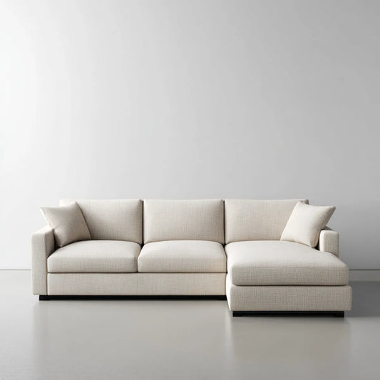 Sofa, Kanapa narożna 3 fotele z szewcem w kremie o wymiarach 280 x 160 x 85 cm w kształcie poliestru L