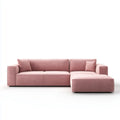 Sofa, Kanapa narożna z krzesełkiem 3 fotele poliestrowy różowy 260 x 160 x 85 cm