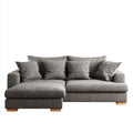 Sofa, Rożna sofa 3 miejsca szary z krzesełkowym longiem lewo 250 x 160 x 85 cm poliestrowa powłoka L kształt