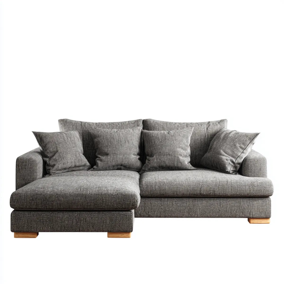 Sofa, Rożna sofa 3 miejsca szary z krzesełkowym longiem lewo 250 x 160 x 85 cm poliestrowa powłoka L kształt