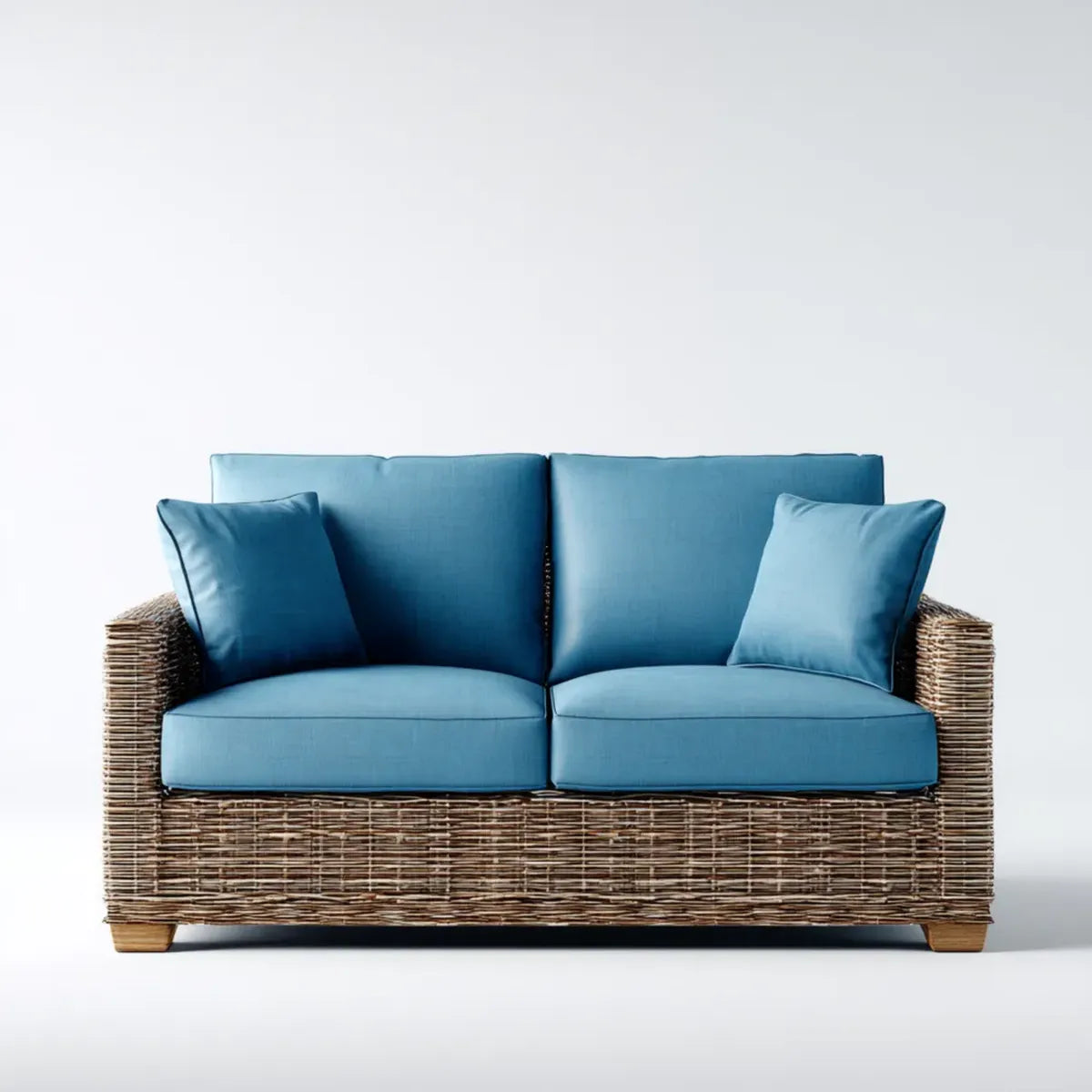 Sofa ogrodowa, Taras sofa 2-fotelik niebieski 140 x 80 x 85 cm PE rattan prostokątna