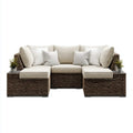 Sofa ogrodowa, Taras zestaw do sofy 3-częściowy brązowy krem 270 x 85 x 78 cm PE- rattan prostokątna