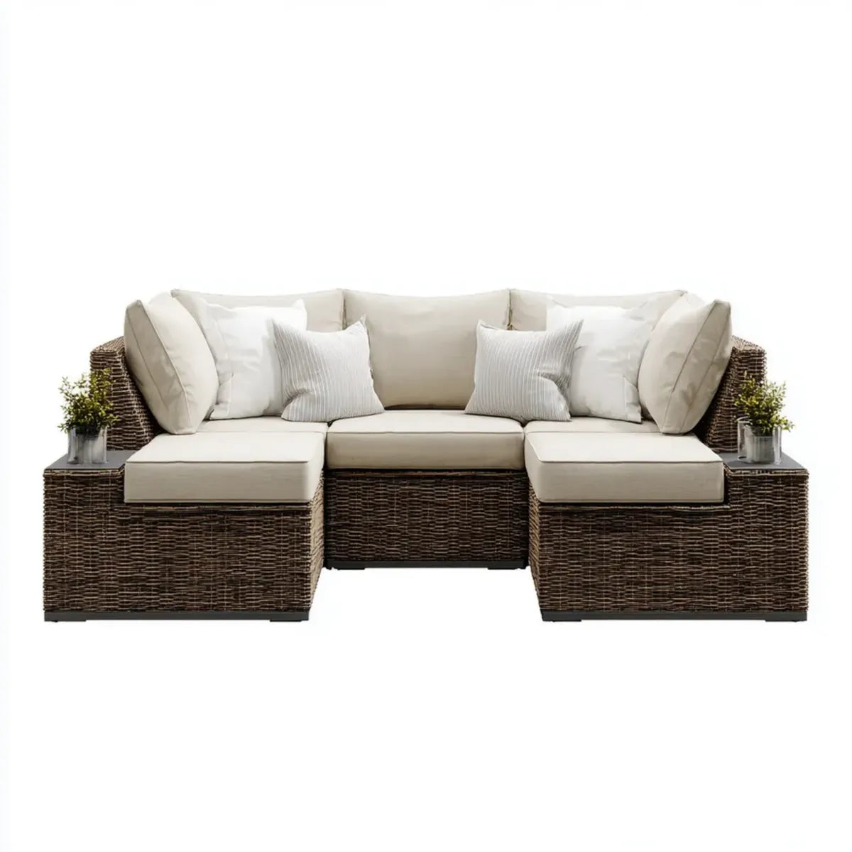Sofa ogrodowa, Taras zestaw do sofy 3-częściowy brązowy krem 270 x 85 x 78 cm PE- rattan prostokątna