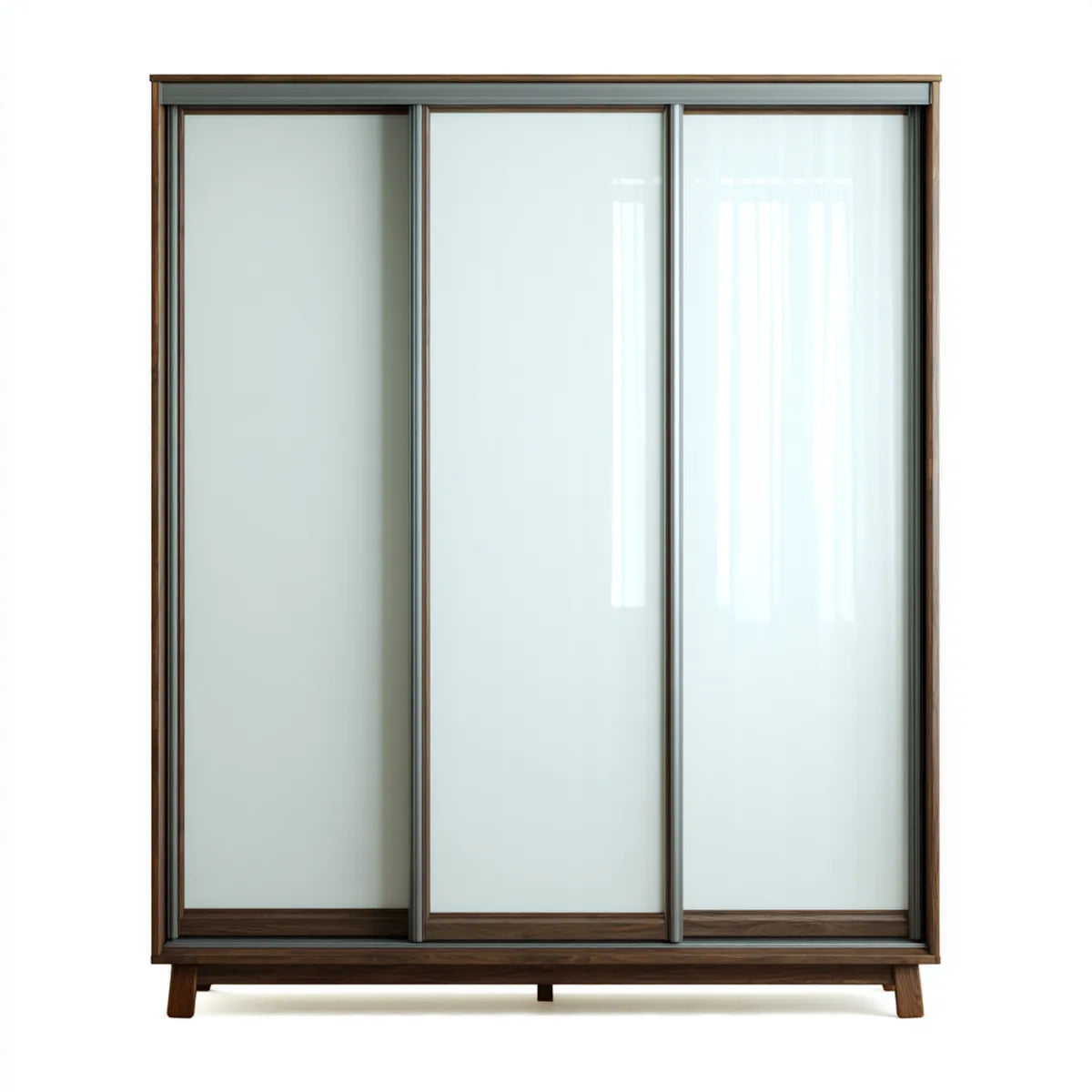 Szafa, Pływająca szafka na drzwi Nut brązowy biały szary 180 x 60 x 200 cm MDF i szkło bezpieczne prostokątne