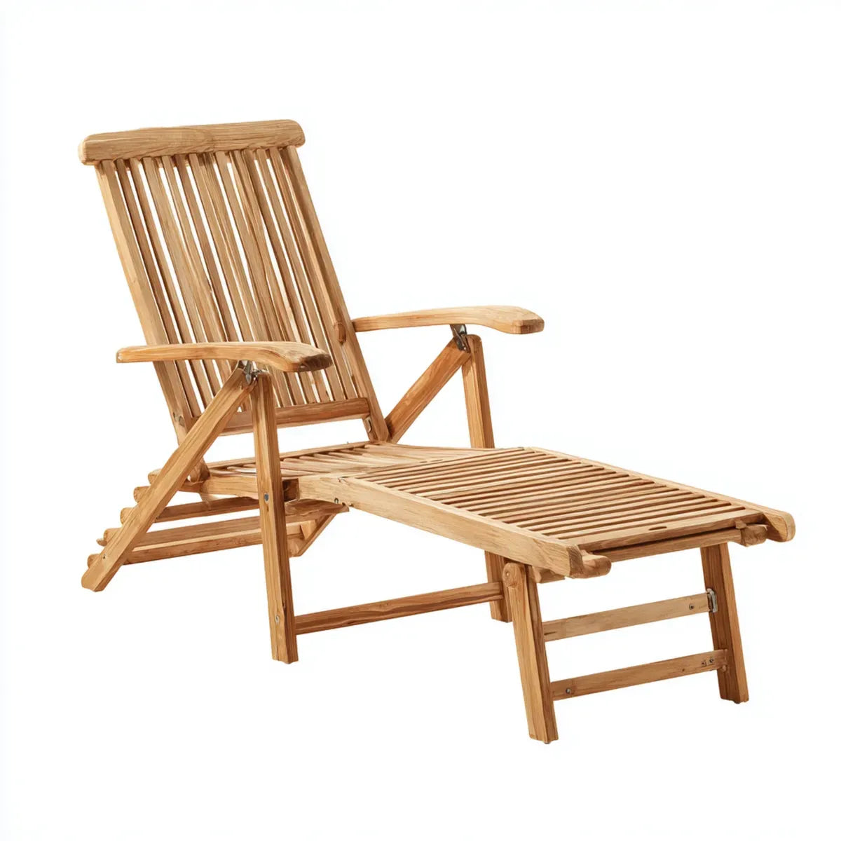 Leżanka ogrodowa, Regulowane składane opalanie w litym drewnie z naturalnego teku 195 x 59,5 x 35 cm prostokątne