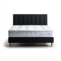 Łóżko dwuosobowe, Box Spring łóżko podwójne czarne 180 x 200 cm z kieszonkowym materacem sprężynowym i części głowy amortyzowane