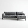 Sofa, Kanapa narożna 3 fotele z szezlongiem prawej szarej antracytu mikrofibry poliestru 280 x 165 x 85 cm