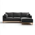 Sofa narożna 3 ciemnoszare miejsca z krzesełkiem z prawej strony 250 x 160 x 85 cm poliestrowa powłoka L kształt