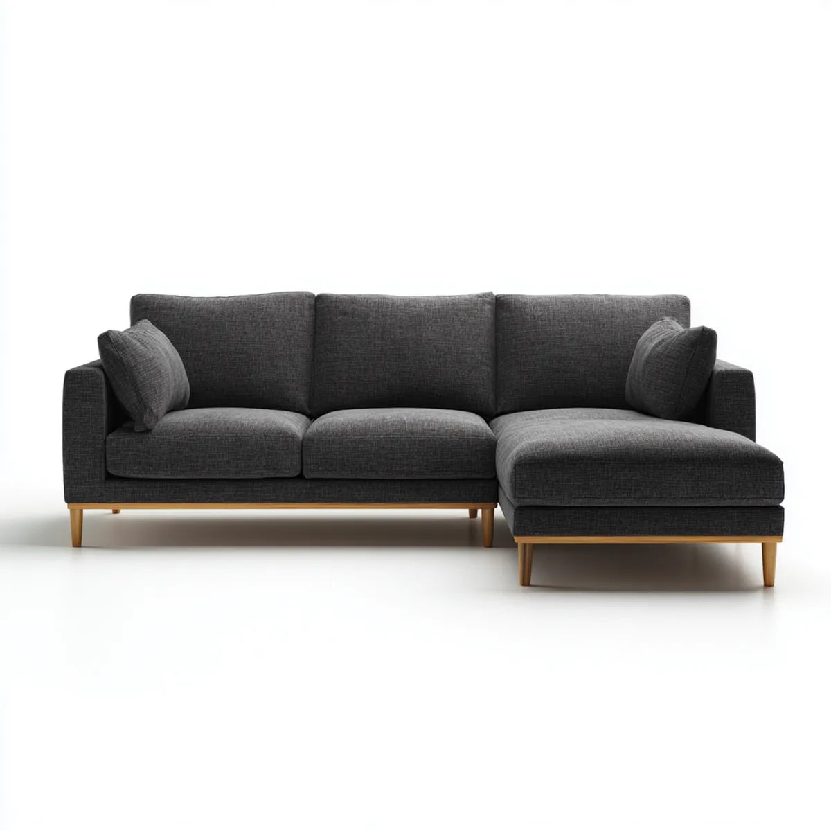 Sofa narożna 3 ciemnoszare miejsca z krzesełkiem z prawej strony 250 x 160 x 85 cm poliestrowa powłoka L kształt