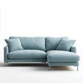 Sofa, Kanapa narożna z niebieskim krzesełkiem 230 x 150 x 85 cm w kształcie poliestru L