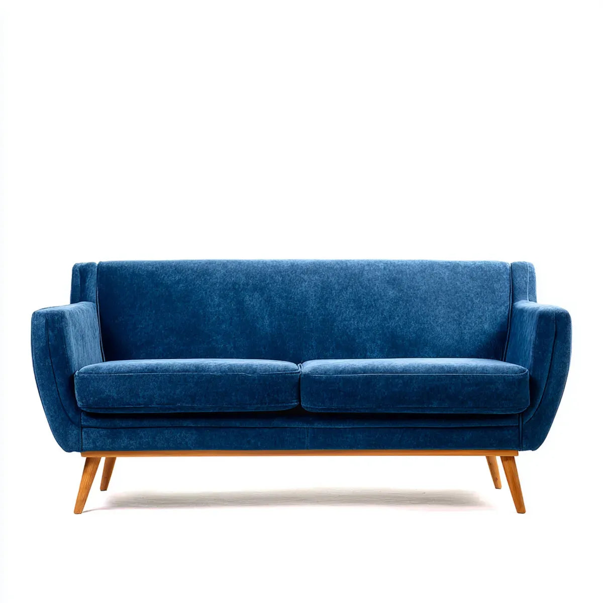 Sofa 2 niebieskie miejsca 160 x 82 x 86 cm w aksamicie poliestrowym z litymi nogami z drewna