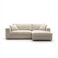 Sofa, Kanapa narożna 3 fotele z szewcem z prawej beżowej 250 x 160 x 85 cm w kształcie poliestru L