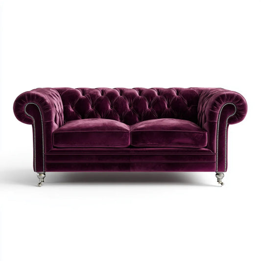 Sofa, Chesterfield sofa 2 fioletowe miejsca 170 x 90 x 75 cm w prostokątnym poliestrowym aksamicie