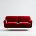 Sofa 2 czerwone miejsca 160 x 85 x 82 cm w aksamicie o prostokątnym kształcie poliestru