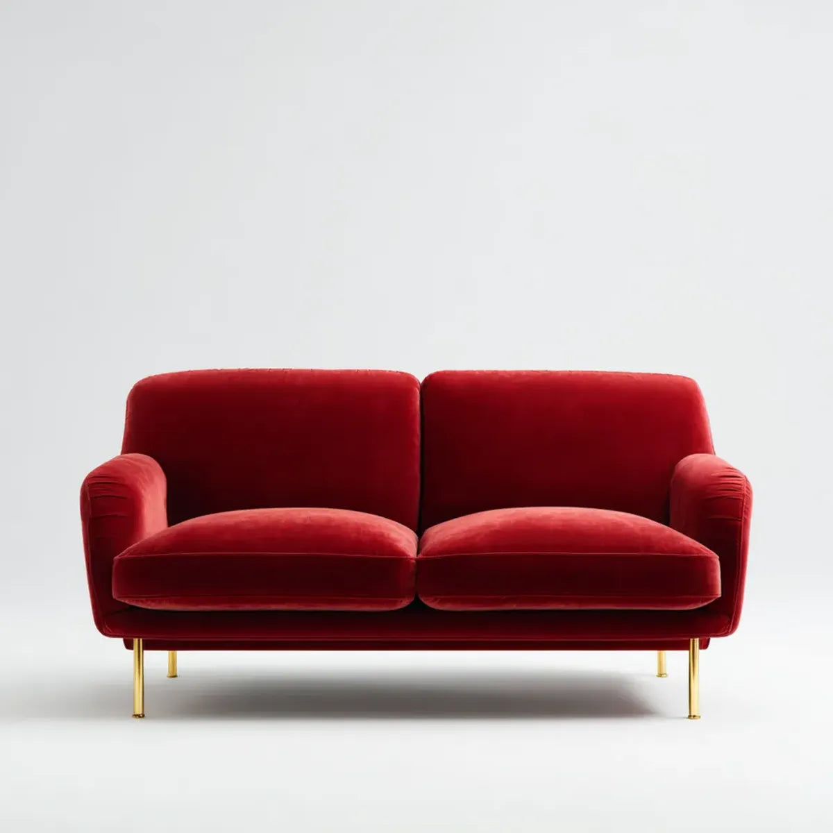 Sofa 2 czerwone miejsca 160 x 85 x 82 cm w aksamicie o prostokątnym kształcie poliestru