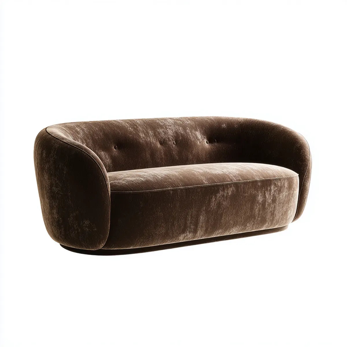 Sofa 2 brązowe miejsca w zaokrąglonym aksamicie poliestrowym 180 x 85 x 75 cm
