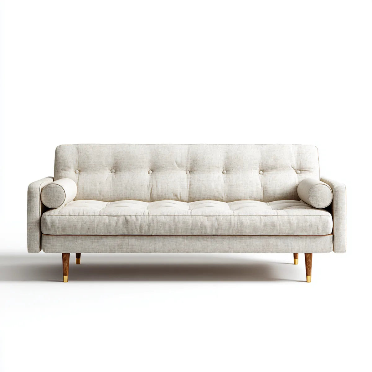 Sofa 3 beżowe fotele 210 x 88 x 86 cm w prostokątnym kształcie poliestru