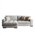 Sofa, Kanapa narożna 3 fotele z krzesełkiem z lewym jasnoszarym poliestrem 280 x 165 x 85 cm