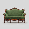 Sofa, 2-kanapa fotela zielony 150 x 78 x 112 cm poliester- jaccard lite drewno zakrzywiony kształt