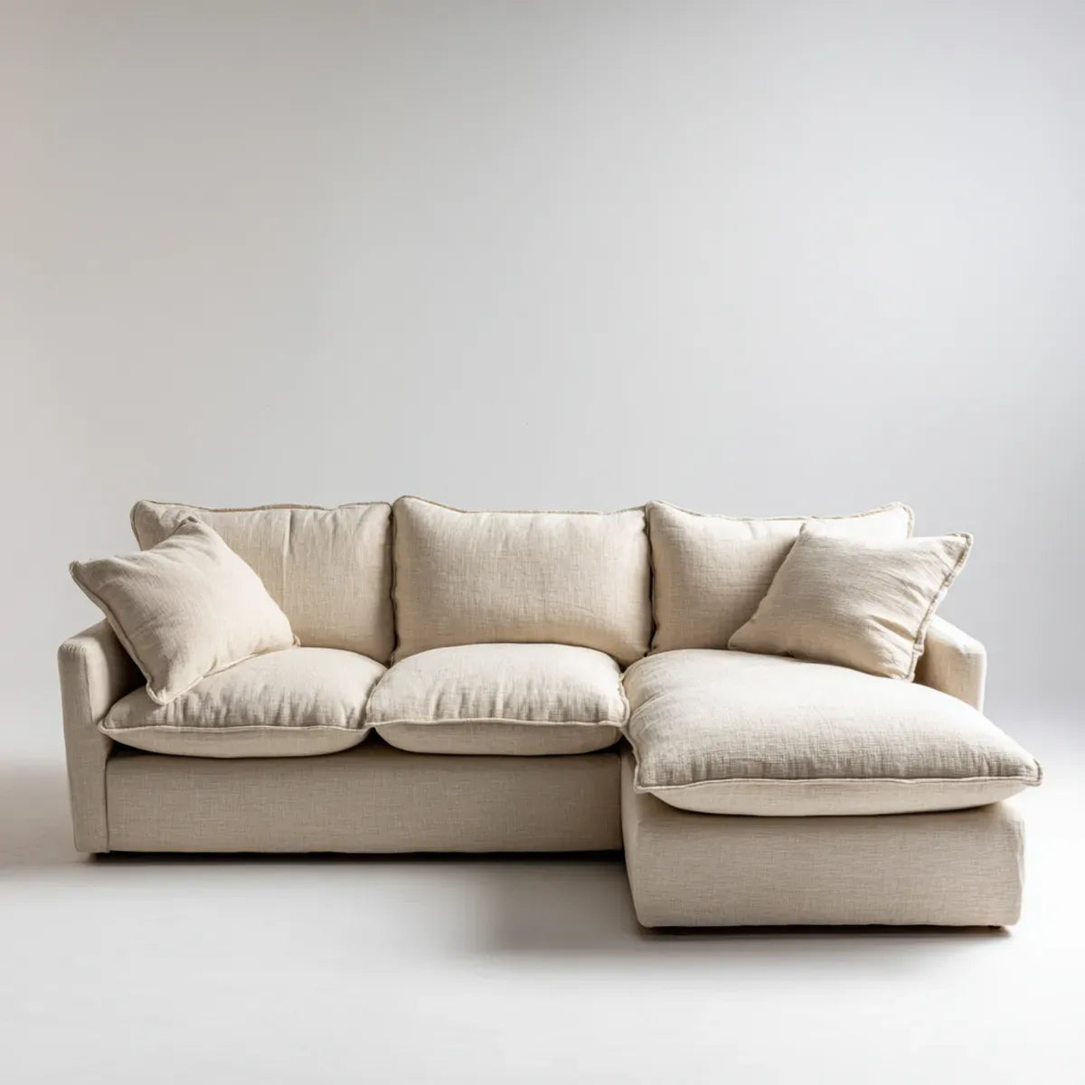 Sofa, Kanapa narożna z profilem L szezlongiem beige 260 x 160 cm