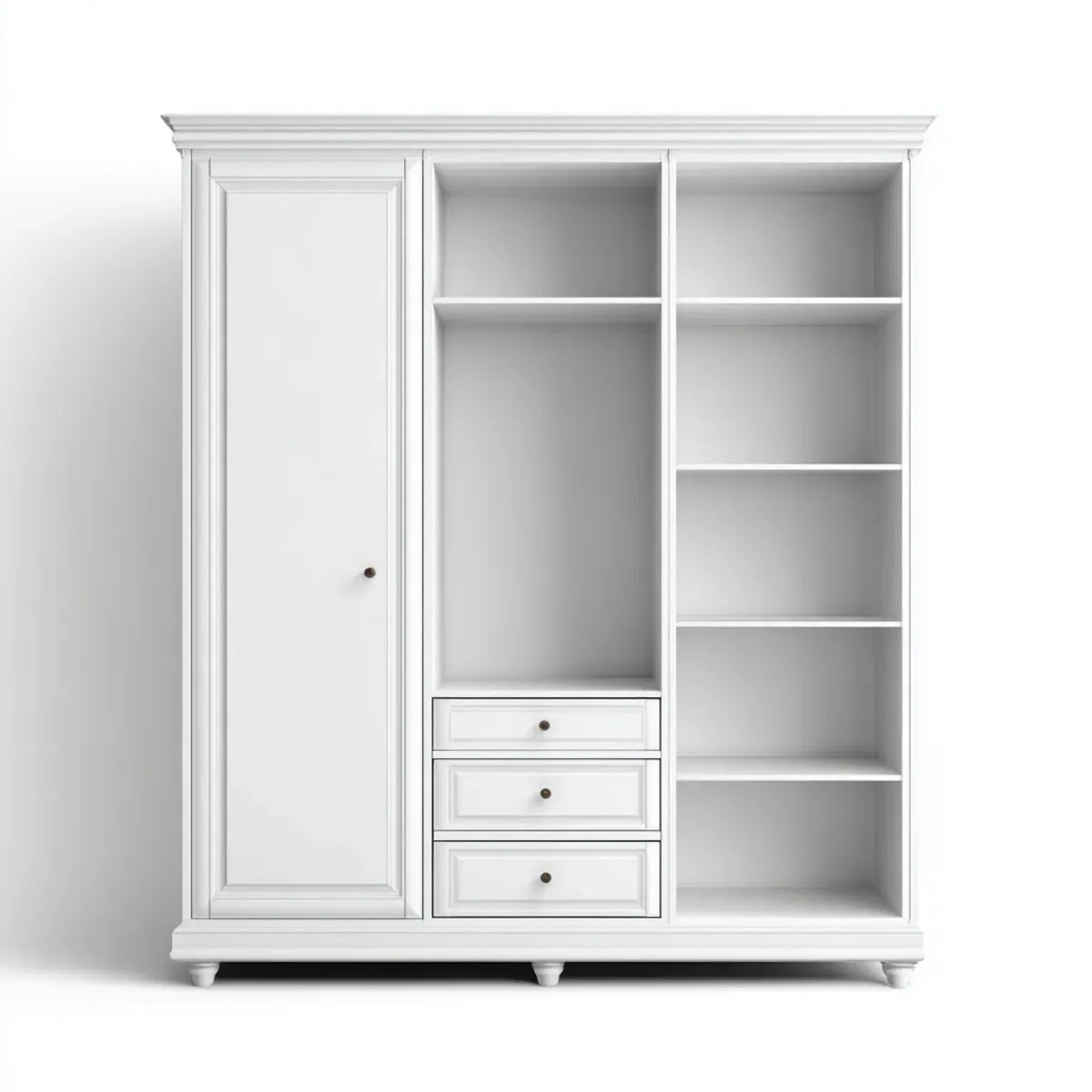Szafa Biała 180 x 55 x 220 cm MDF prostokątna z 1 szufladami i otwartymi przegródkami