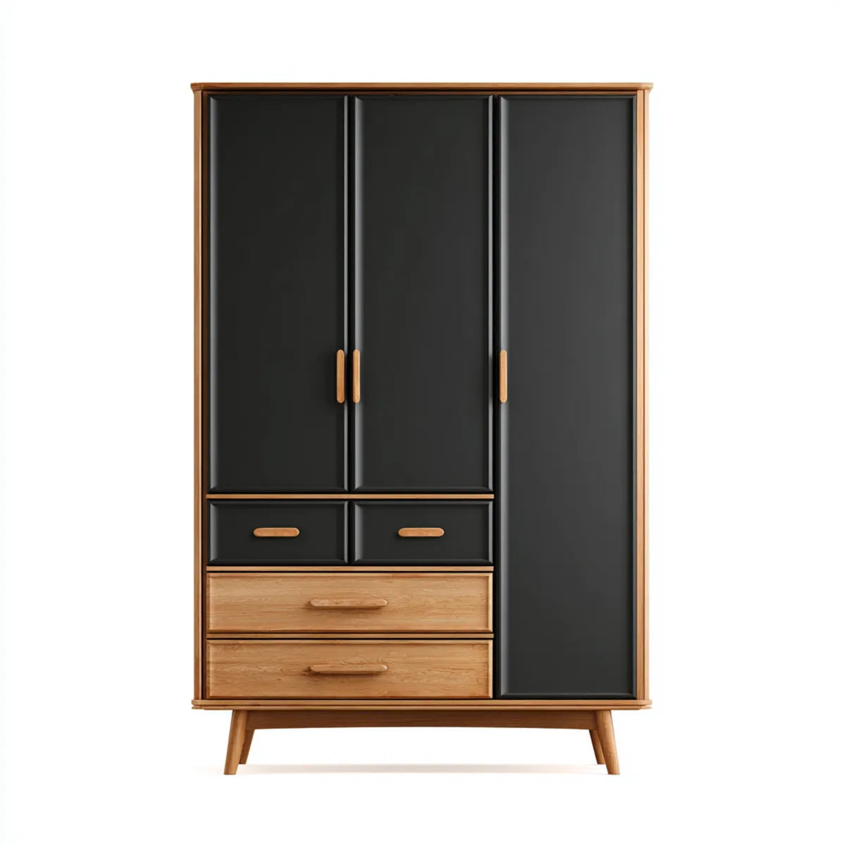 Szafa z 3 drzwiami i 4 szufladami Drewno naturalne 120 x 55 x 190 cm Drewno lite sosnowe i MDF prostokątne