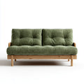 Sofa 2 prostokątne zielone miejsca 140 x 85 x 82 cm w aksamicie poliestrowym i sosnie litej