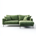 Sofa, Kanapa narożna z krzesełkiem z prawej strony zielony 250 x 160 x 85 cm w kształcie poliestru L