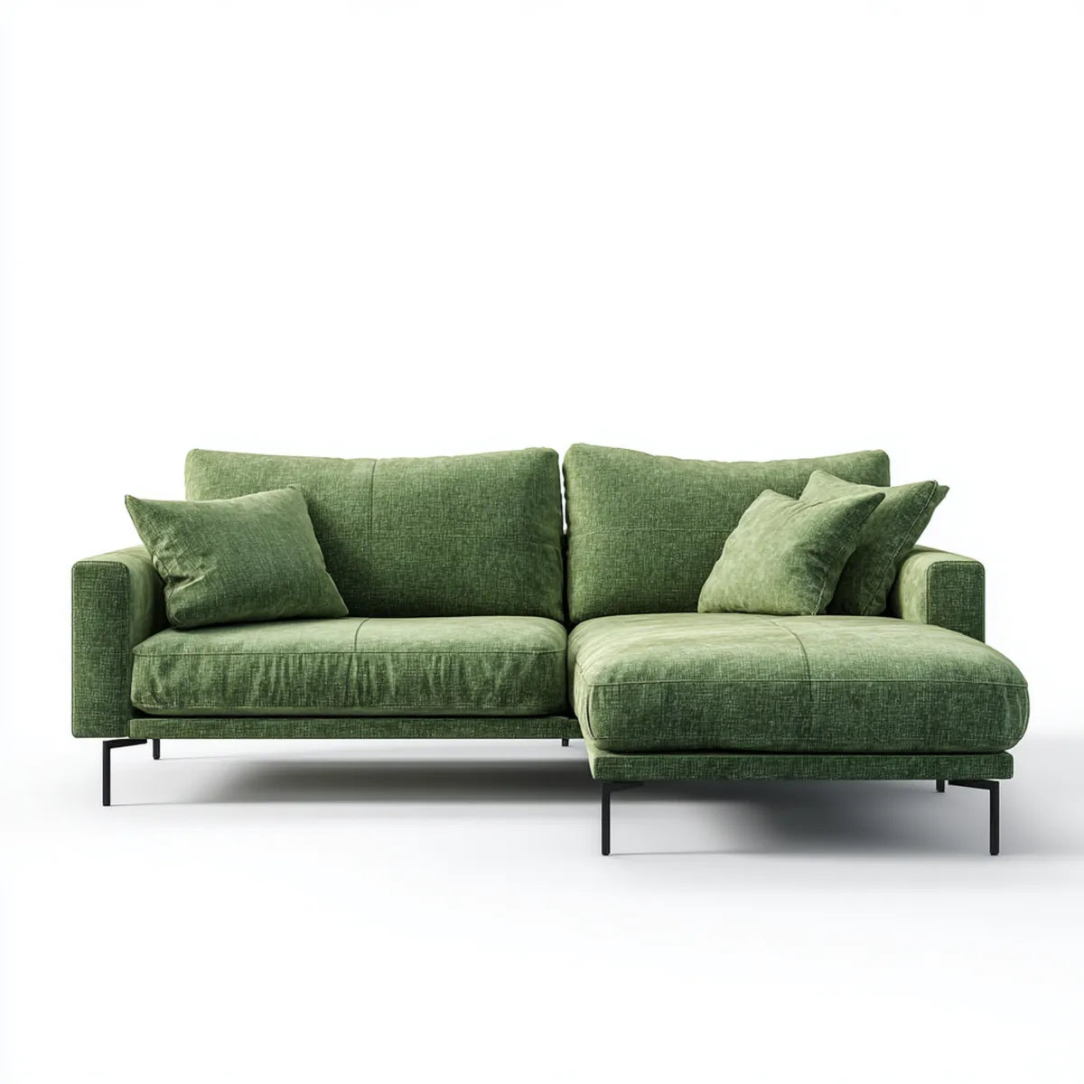 Sofa, Kanapa narożna z krzesełkiem z prawej strony zielony 250 x 160 x 85 cm w kształcie poliestru L