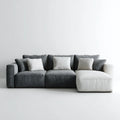 Sofa, Kanapa narożna 3 fotele z krzesełkiem z prawym antracytem szarym i białym 280 x 160 x 70 cm w kształcie poliestru L